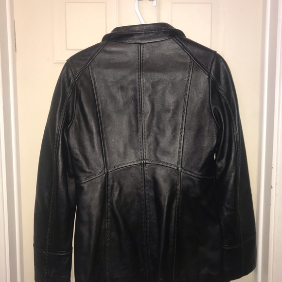 Danier leather black button up jacket coat women’s xs with pockets vintage 2000s - Picture 4 of 5